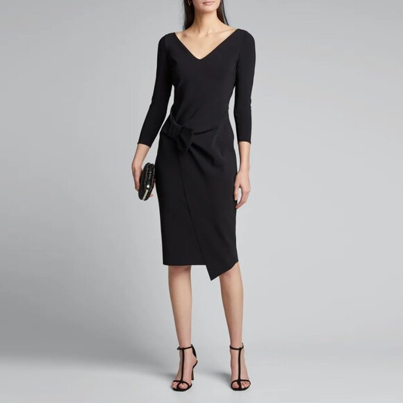 Chiara Boni La Petite Robe Sotiria V-Neck Jersey Sheath Dress, Size 42 / US 6